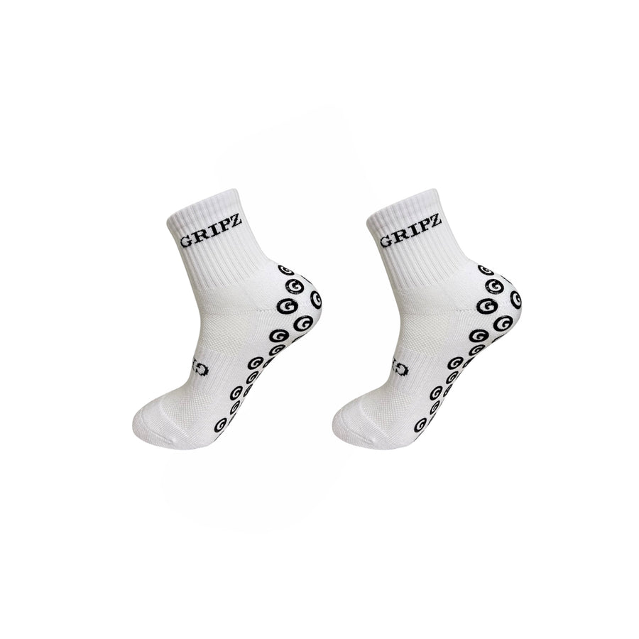 White Quarter Grip Socks