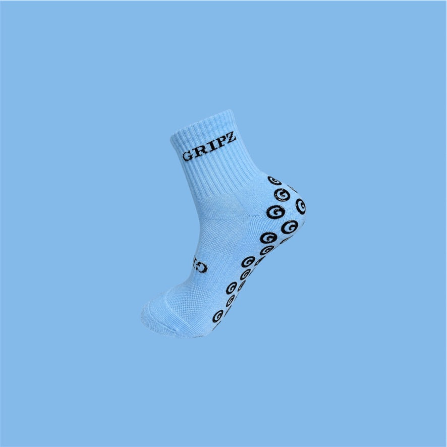 Sky Blue Quarter Grip Socks